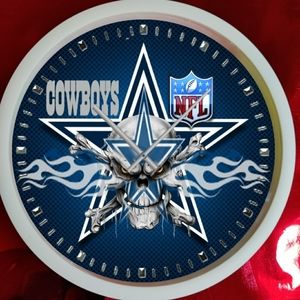 Dallas Cowboys nfl skull Wall clock